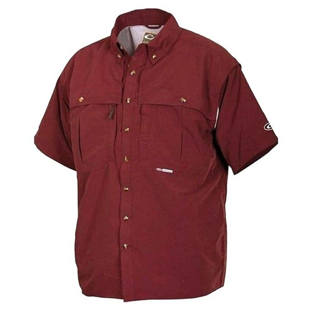 Drake Waterfowl Mens Vented Wingshooters Short Sleeve Size Small Maroon